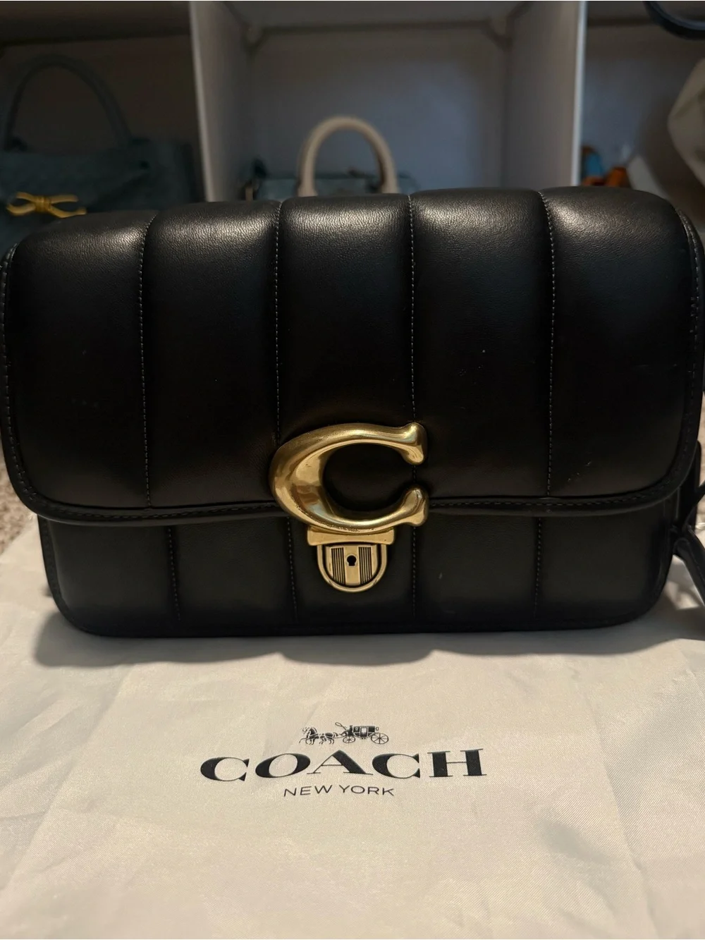 Coach Black Quilted Studio Leather Crossbody with Gold 'C' Hardware
